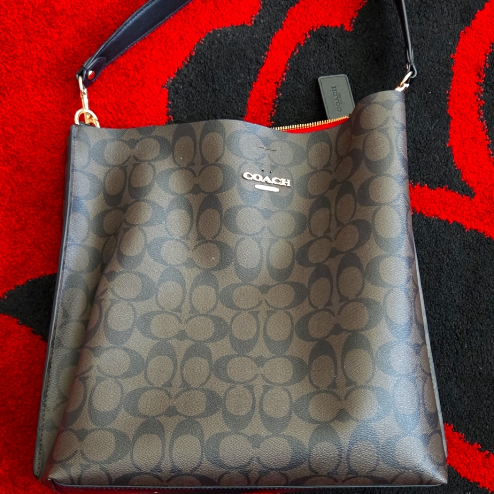 Coach Signature Brown and Black Shoulder Bag